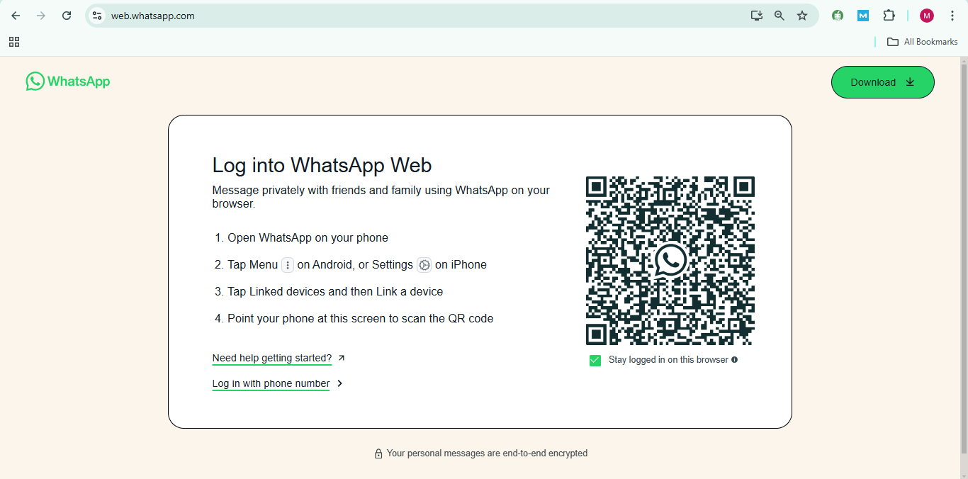 WhatsApp Web login