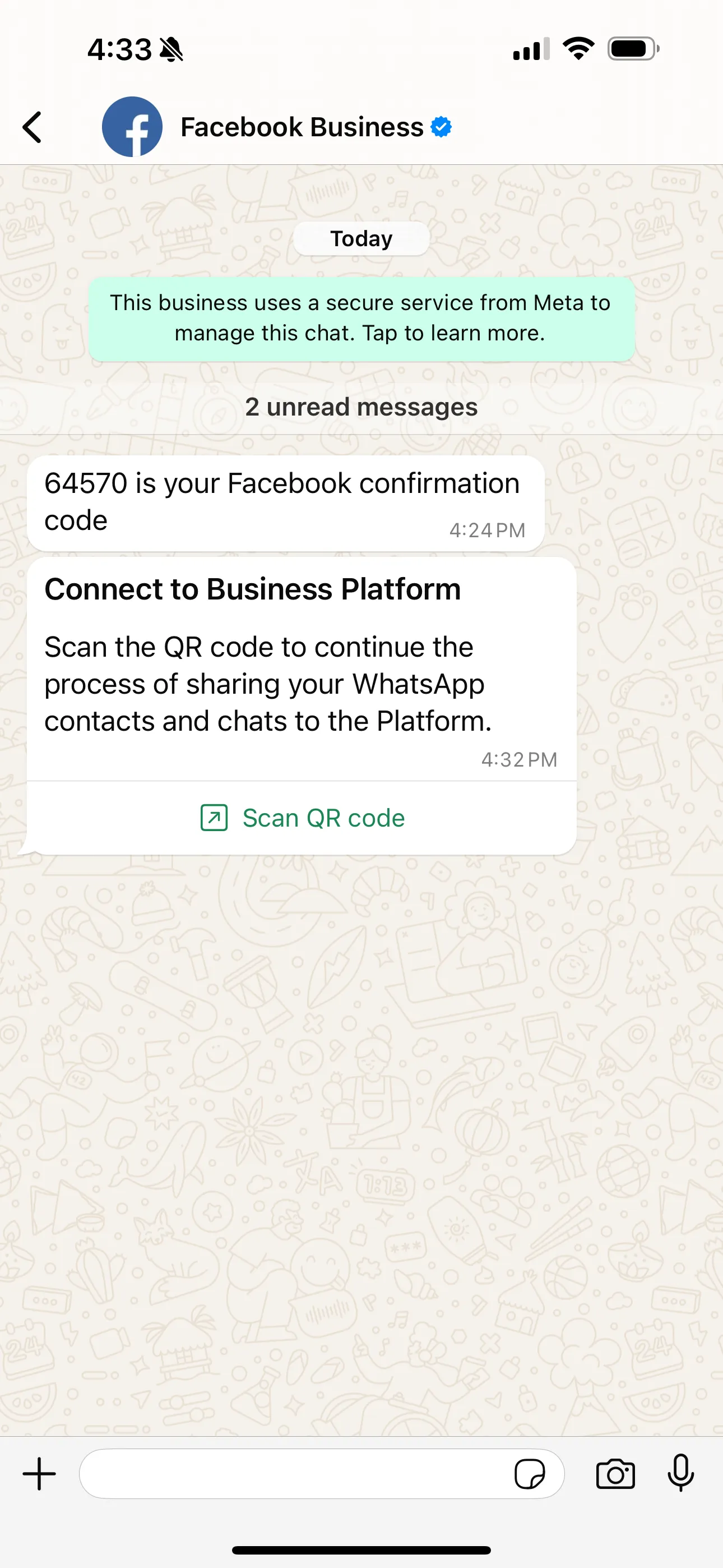 QR code displayed in Embedded SignUp QR code displayed in Embedded SignUp