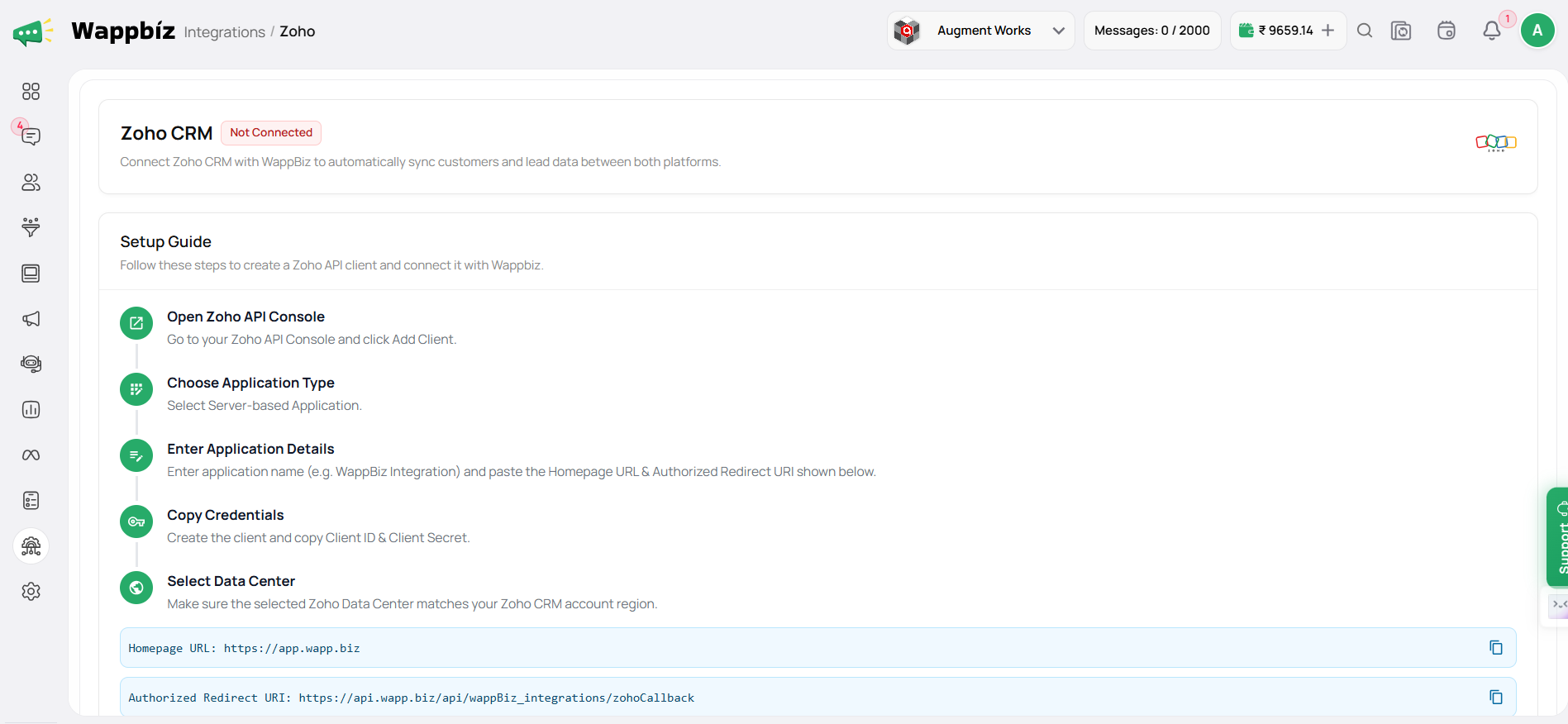 zoho configration