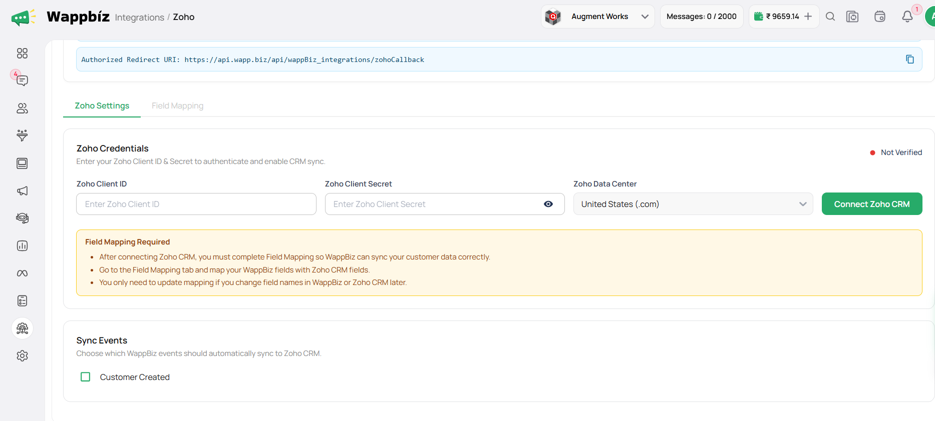 zoho configration