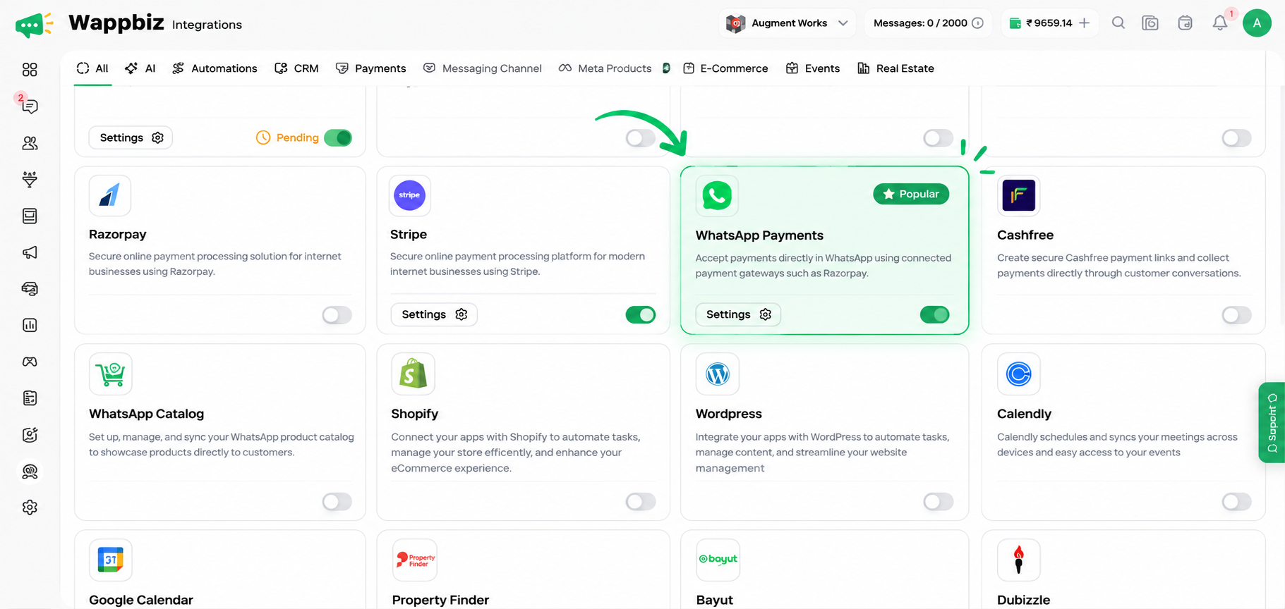 Wappbiz WhatsApp Payments Integration Dashboard